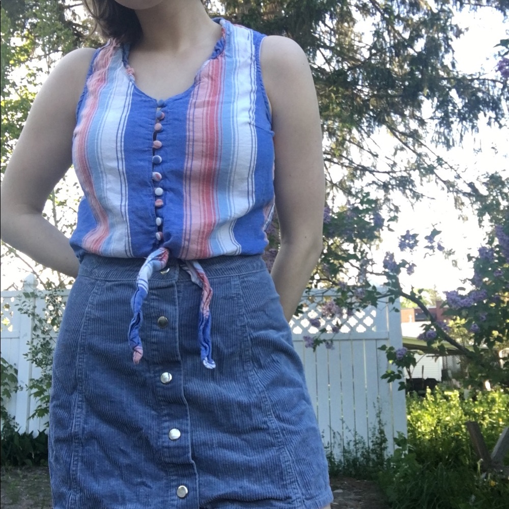 Knot front striped top